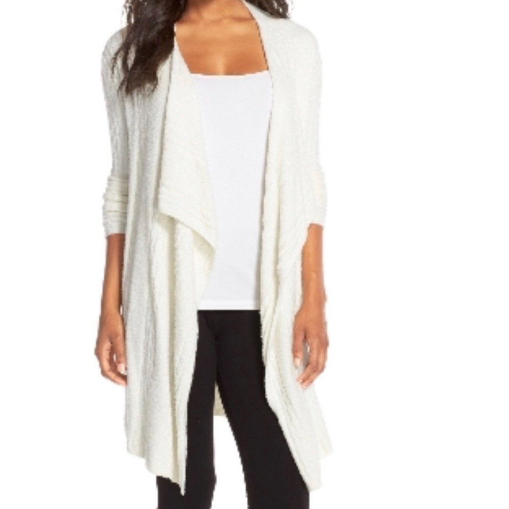 Barefoot Dreams Cable Knit Drape Front Cardigan